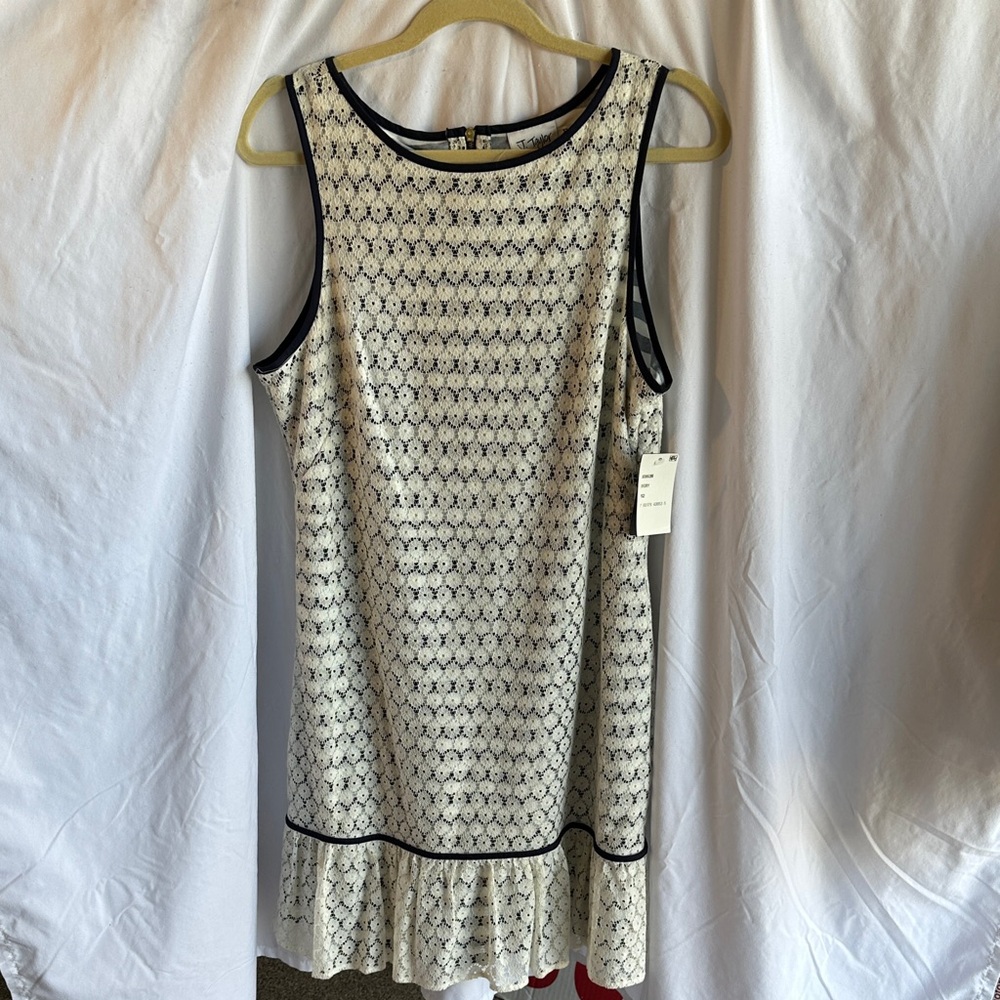 J. Taylor Lace Overlay Dress in Navy and White Size 12